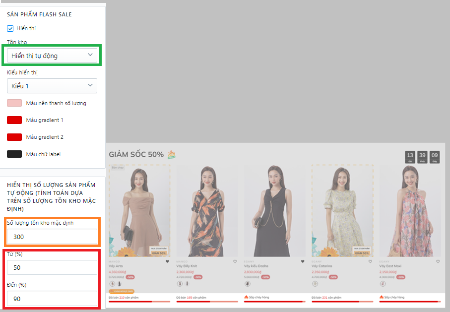 Kiểu hiển thị flash sale