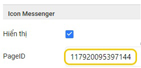Dán Page ID vào ô thiết lập