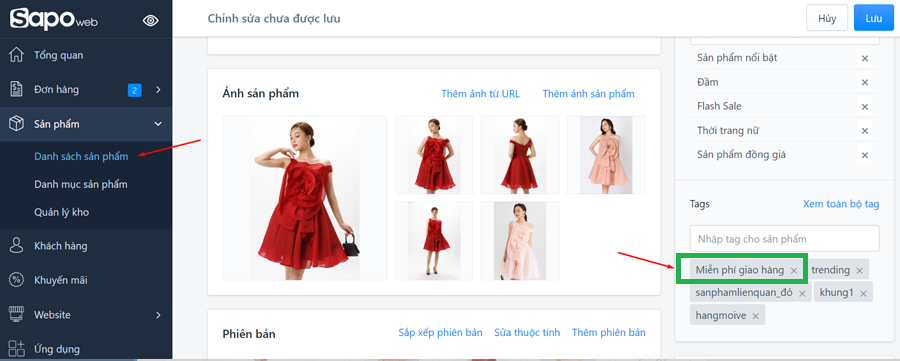 Nhập tag sản phẩm