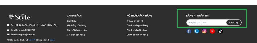 Hiển thị trên website